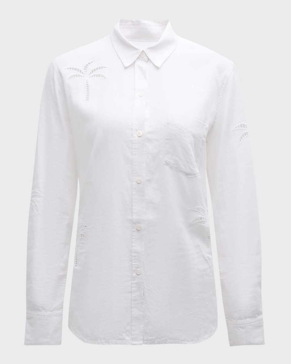 Charli Palm Tree Cutout Button-Front Shirt